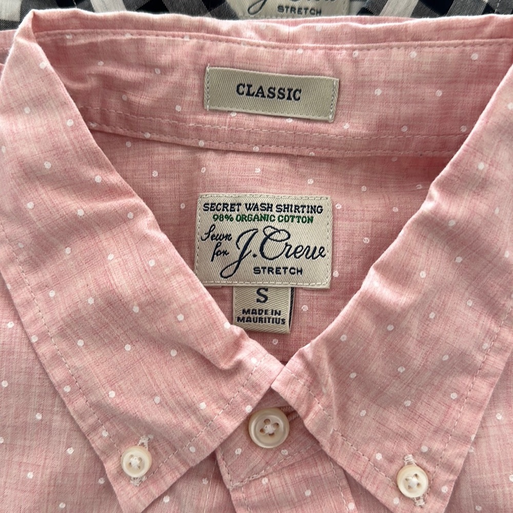 J. Crew Long-Sleeve Button Down - Classic Fit, S in Pink w/ White Dots